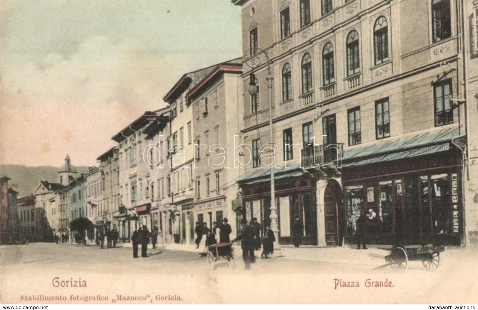 ** T2/T3 Gorizia, Görz, Gorica; Piazza Grande. Mazucco / Square, Shops (EK) - Ohne Zuordnung