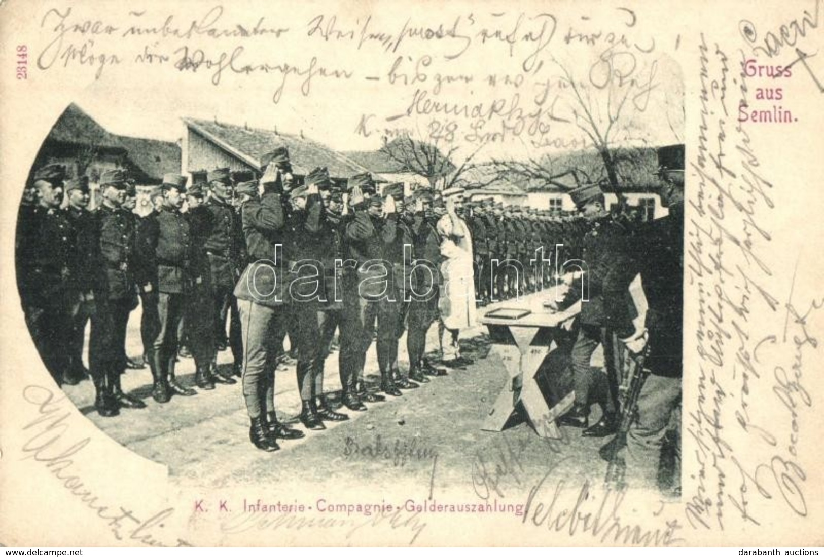 T2/T3 K.u.K. Infanterie Compagnie Gelderauszahlung In Semlin / Osztrák-magyar Gyalogsági Katonák Kifizetéskor Zimonyban  - Non Classés