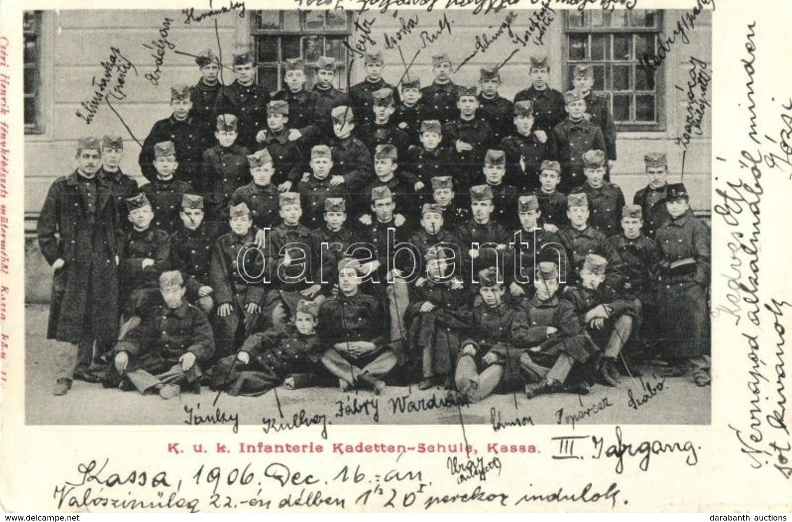 T2/T3 K.u.K. Infanterie Kadetten-Schule, Kassa / Osztrák-magyar Gyalogsági Kadét Iskola Kassán, Csoportkép Feliratozva N - Non Classés