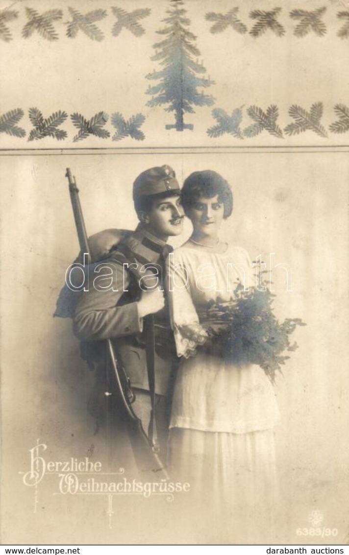 * T2/T3 1918 Herzliche Weihnachtsgrüsse / WWI K.u.K. Military Romantic Christmas Greeting Card (EK) - Ohne Zuordnung