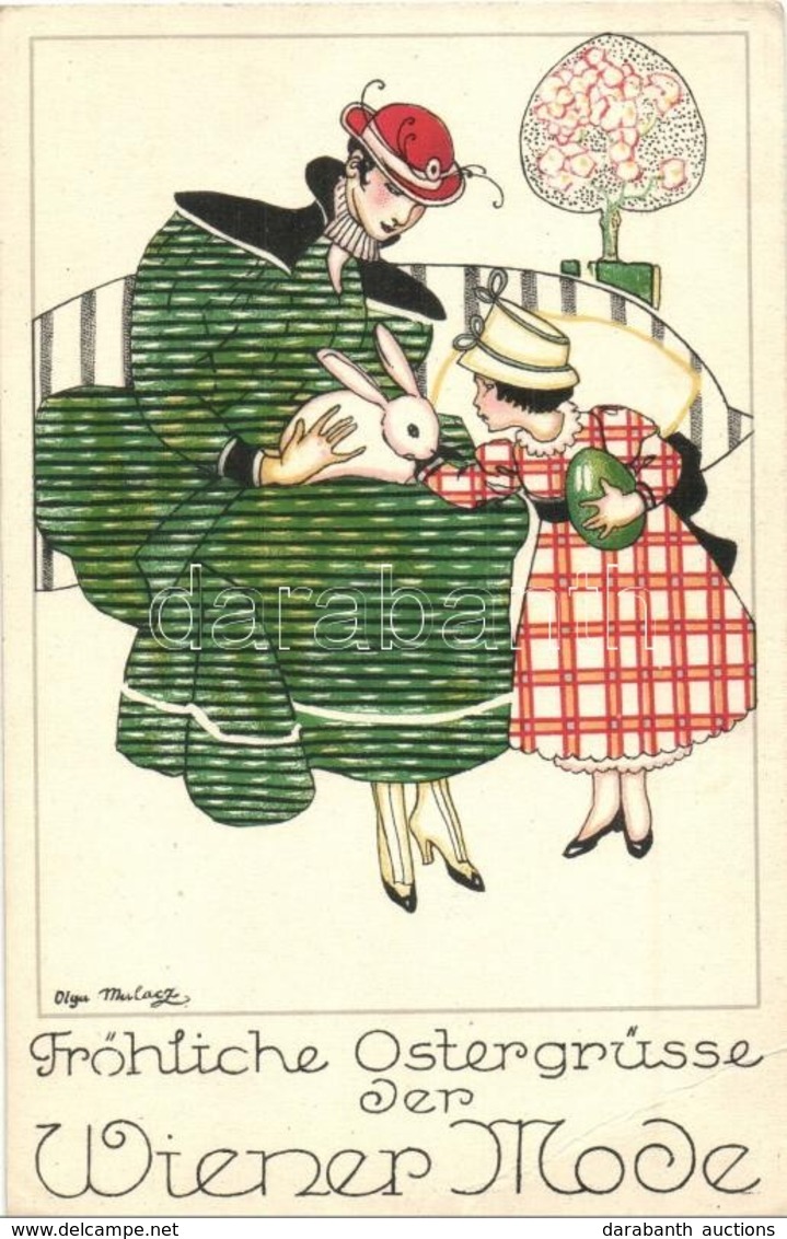 ** T3 Fröhliche Oestergrüsse Der Wiener Mode / Easter Greetings Art Postcard. S: Olga Mulacz (EB) - Zonder Classificatie