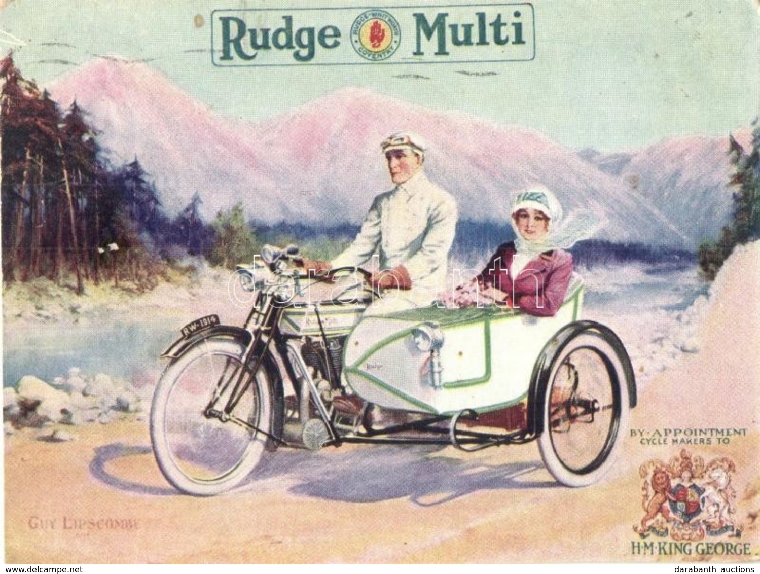 T2/T3 Rudge Multi Motorcycle With Sidecar By Rudge-Whitworth Cycles, Advertisement Card. S: Guy Lipscombe (11,5 Cm X 8,5 - Non Classificati