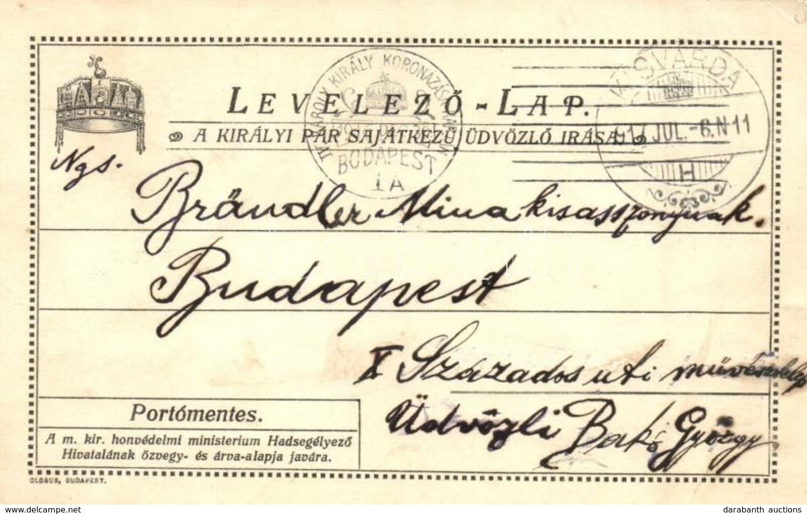 T2/T3 IV Károly és Zita. A Királyi Pár Saját Kez? üdvözl? írása. IV Károly Koronázásának Napján / Written Greeting Of Ch - Non Classés