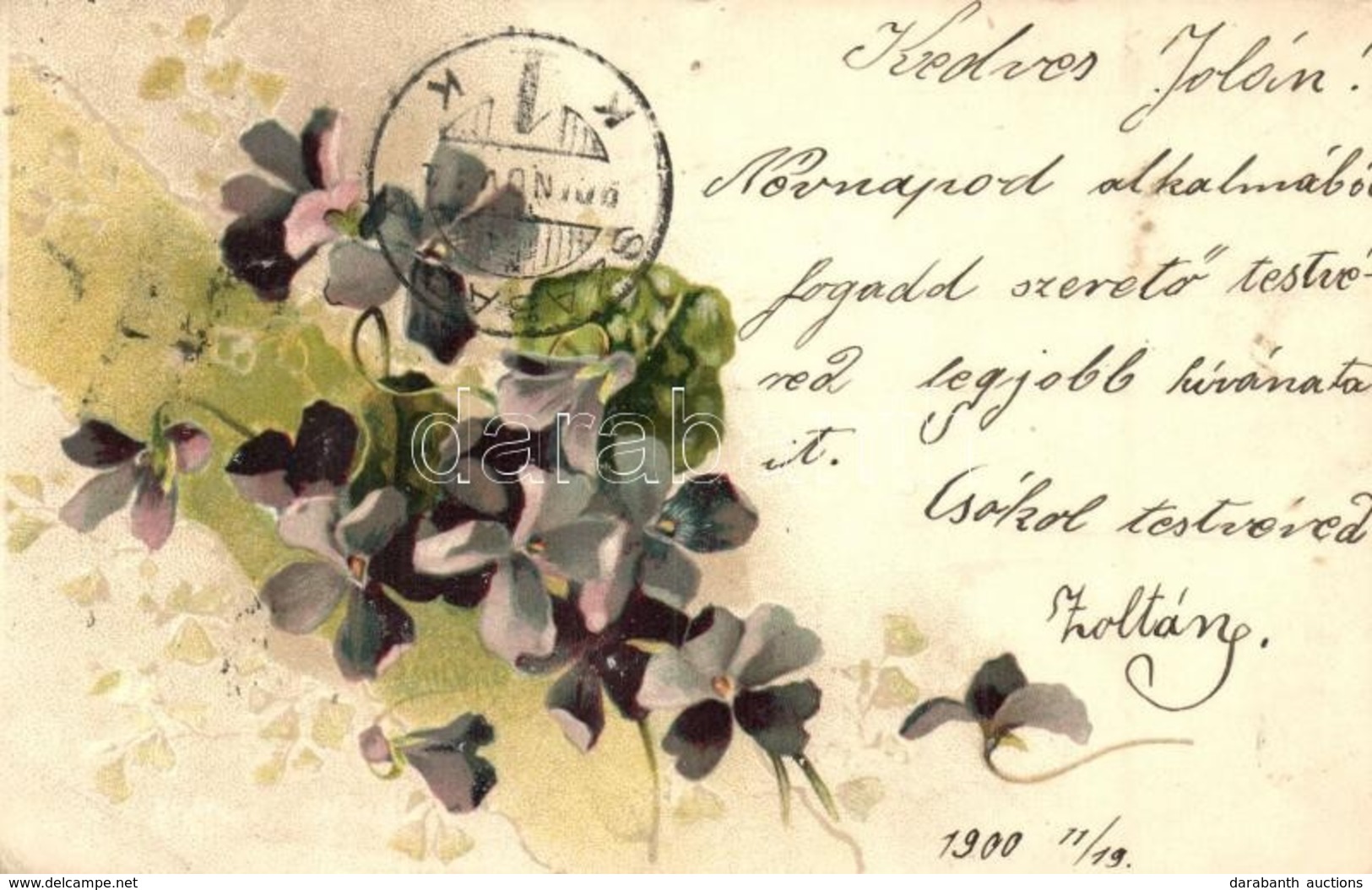 T2/T3 1900 Floral Greeting Art Postcard, Litho (EK) - Non Classés