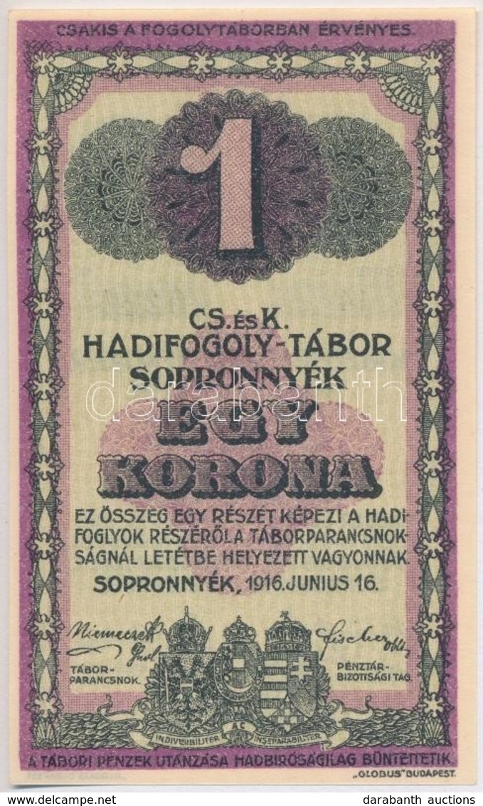 Sopronnyék / Hadifogolytábor 1916. Június 16. 1K Arab Sorozat- és Sorszámmal T:I - Zonder Classificatie