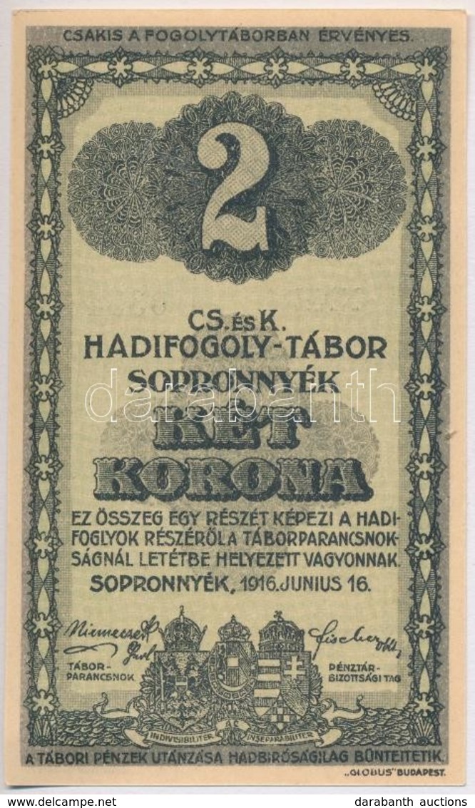 Sopronnyék / Hadifogolytábor 1916. Június 16. 2K Római Sorozat- és Arab Sorszám T:I 
Adamo HHP-1.5.4 - Ohne Zuordnung