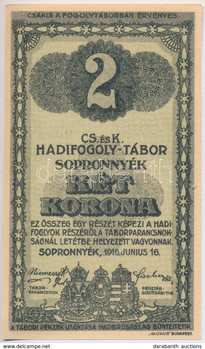 Sopronnyék / Hadifogolytábor 1916. Június 16. 2K Római Sorozat- és Arab Sorszám T:I 
Adamo HHP-1.5.4 - Zonder Classificatie