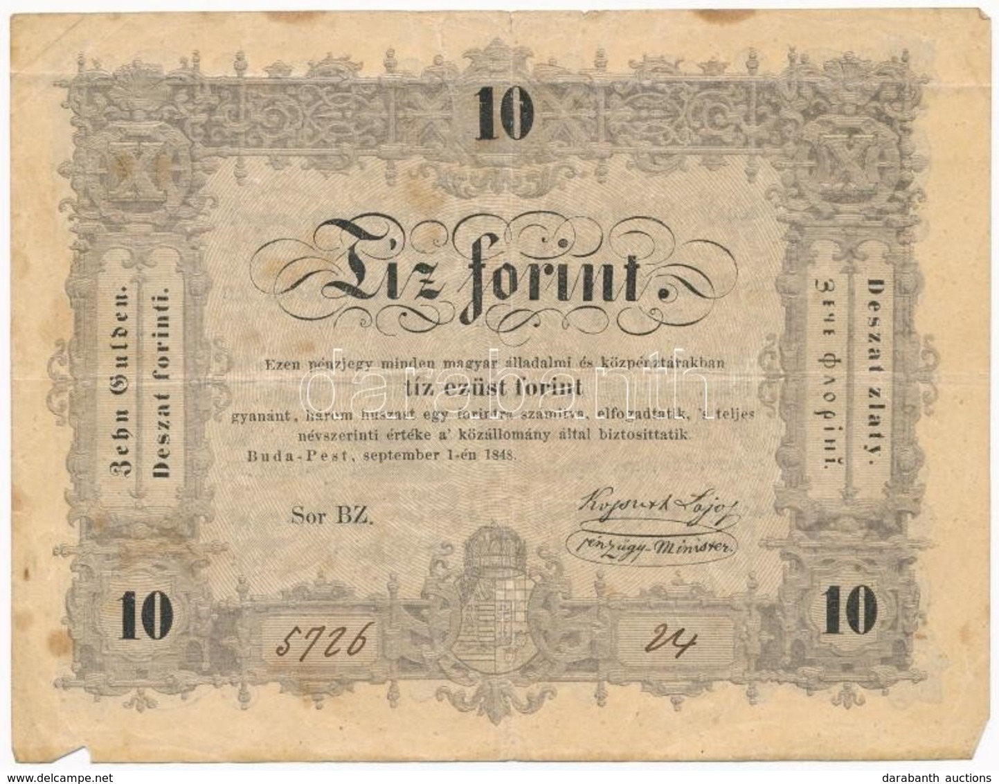1848. 10Ft 'Kossuth Bankó' T:III,III-
Adamo G111 - Zonder Classificatie