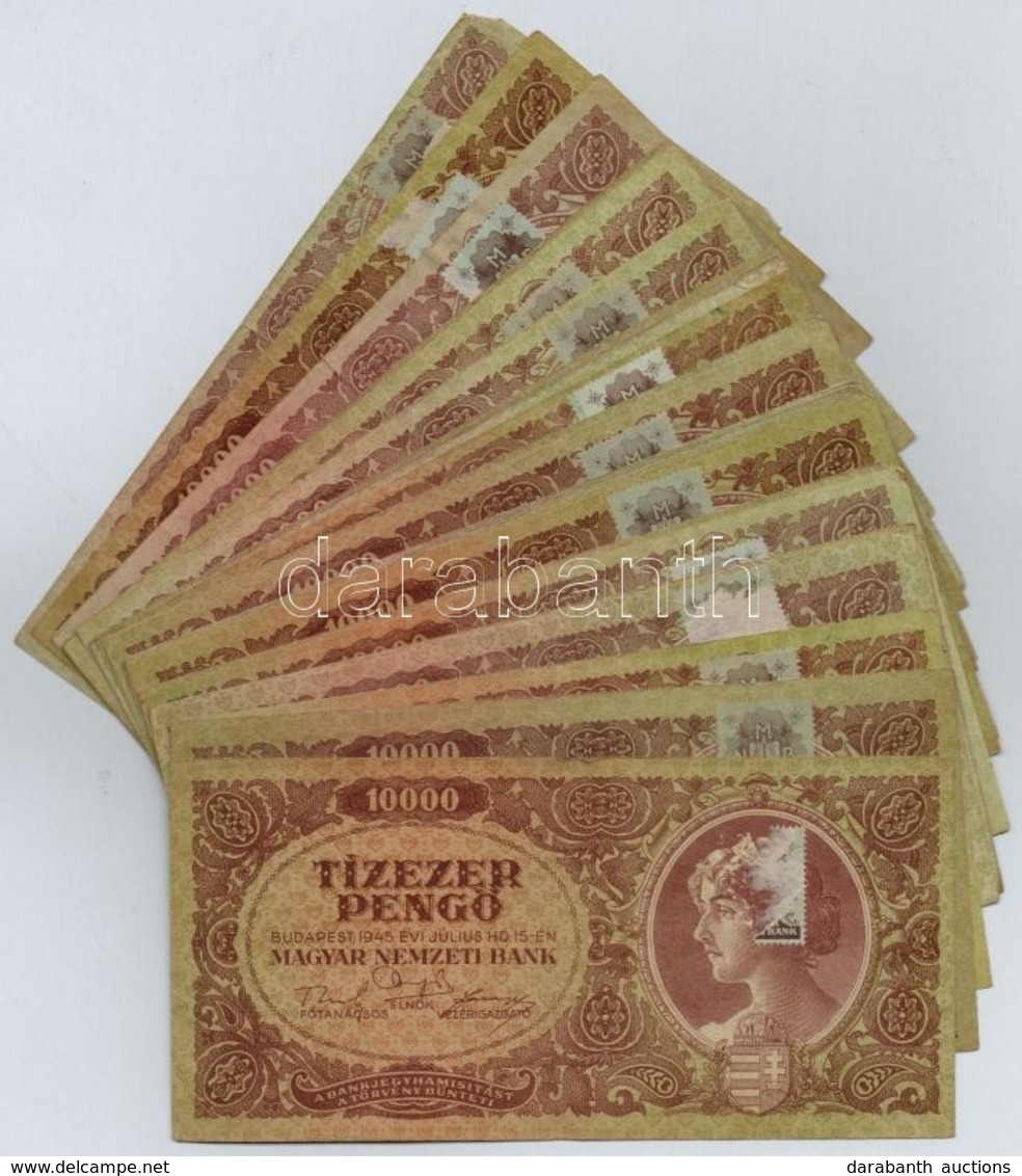 1945. 10.000P (30x) Több Darab Sérült 'MNB' Bélyeggel T:III - Non Classificati