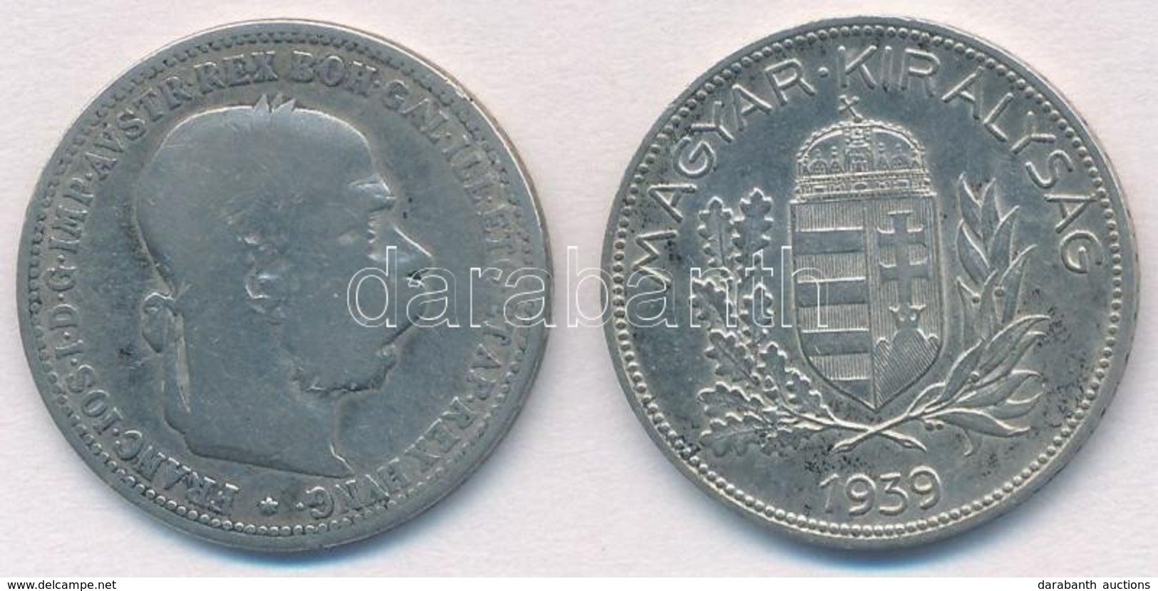 1939. 1P Ag + Ausztria 1893. 1K Ag 'Ferenc József' T:1-,2-,3 - Zonder Classificatie