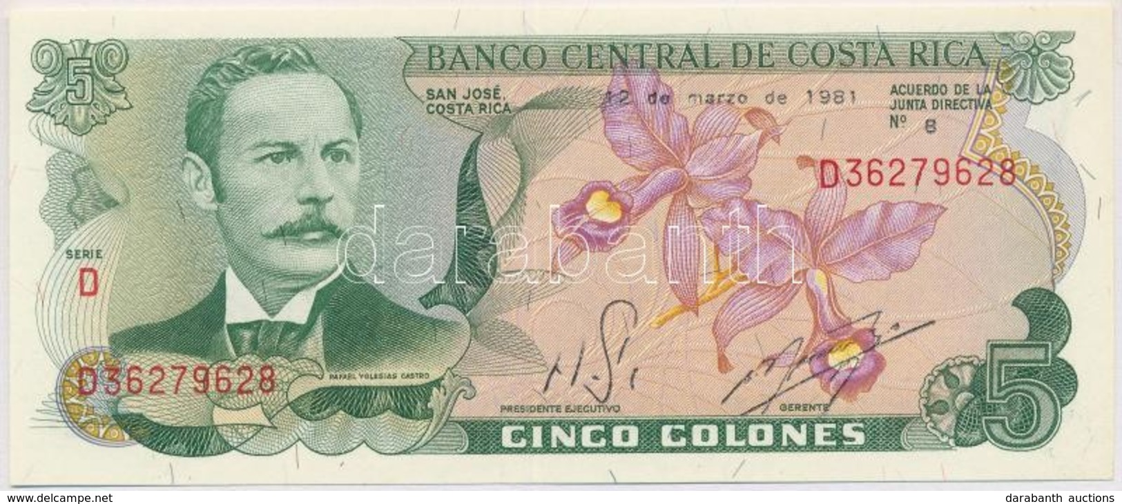 Costa Rica 1981. 5C T:I 
Costa Rica 1981. 5 Colones C:UNC 
Krause 236.d - Non Classés