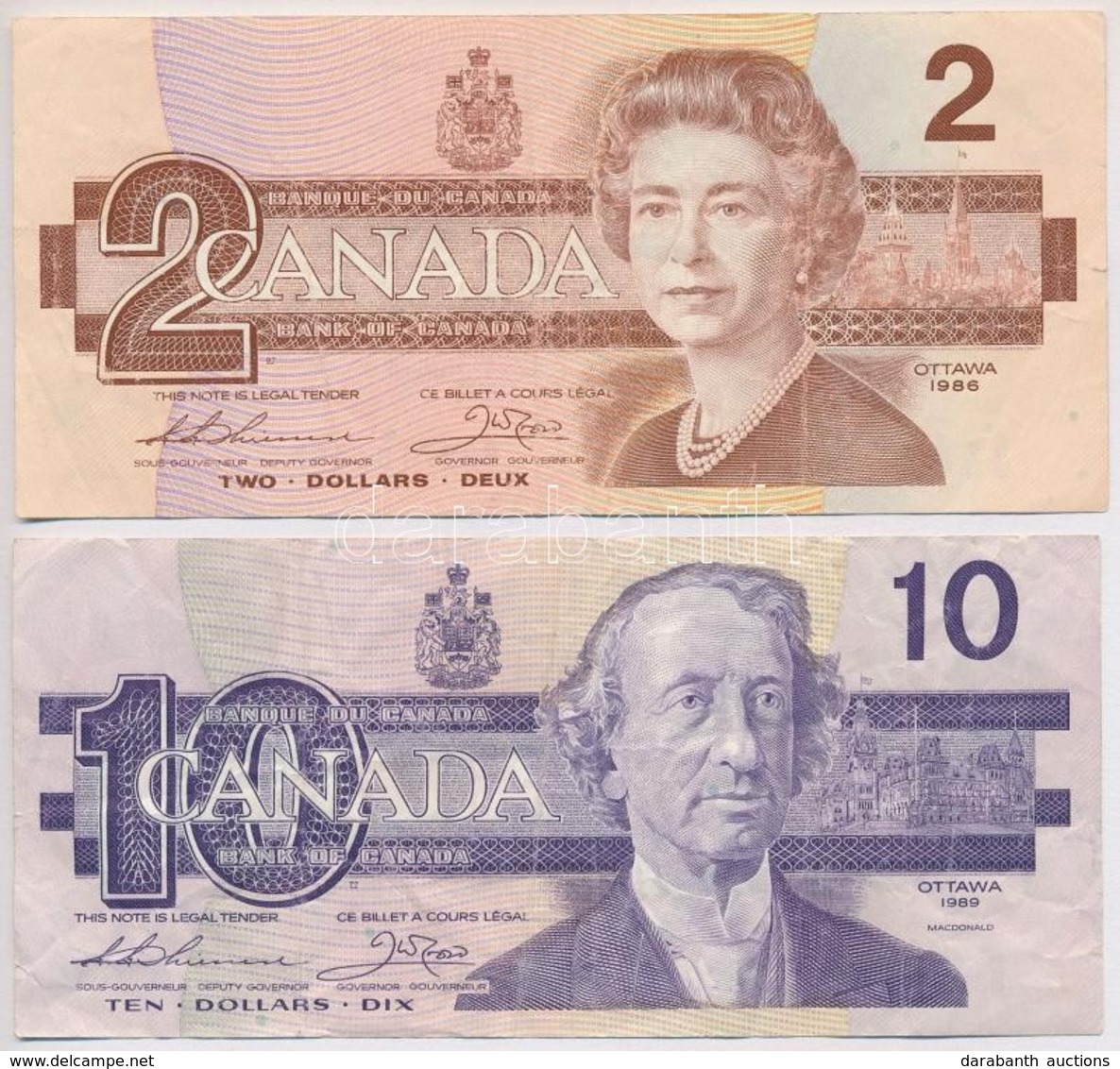 Kanada 1986. 2$ + 1989. 10$ T:III
Canada 1986. 2 Dollars + 1989. 10 Dollars C:F - Non Classificati