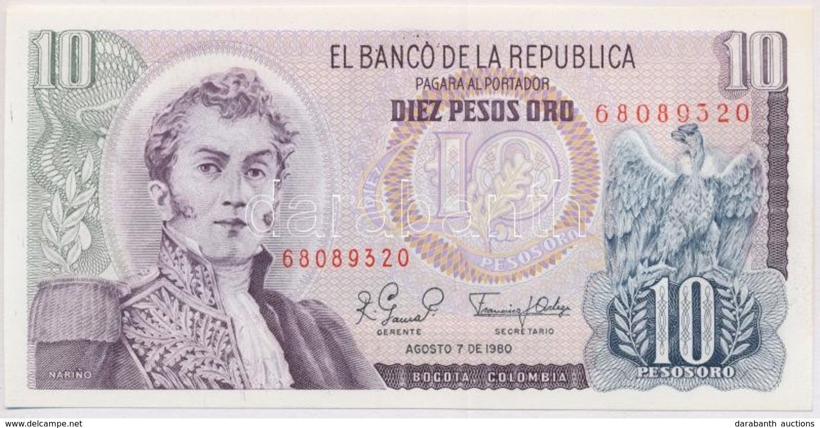 Kolumbia 1980. 10P T:I
Colombia 1980. 10 Pesos C:UNC
Krause 407 - Zonder Classificatie