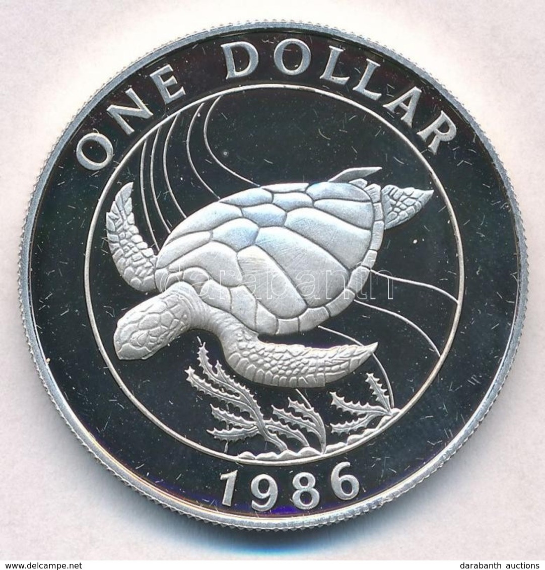 Bermuda 1986. 1$ Ag 'Tengeri Tekn?s' T:PP Ujjlenyomat, Felületi Karc
Bermuda 1986. 1 Dollar Ag 'Sea Turtle' C:PP  Slight - Non Classés