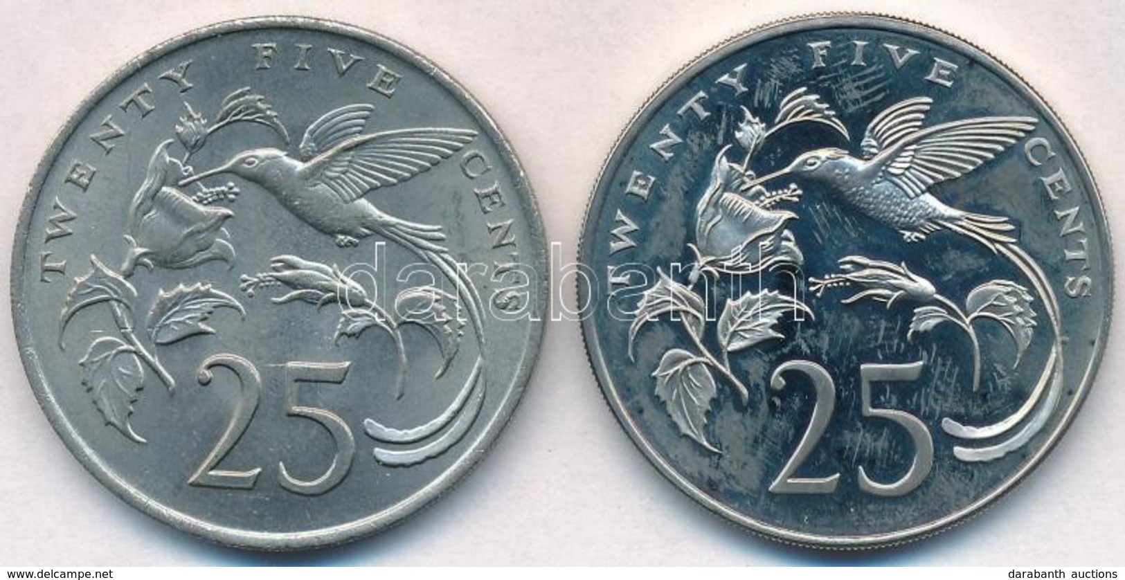 Jamaika 1969-1976. 25c Cu-Ni 'Zászlósfarkú Fecskekolibri' (2x) T:1-(PP),1, 1-
Jamaica 1969-1976. 25 Cents Cu-Ni 'Streame - Non Classés