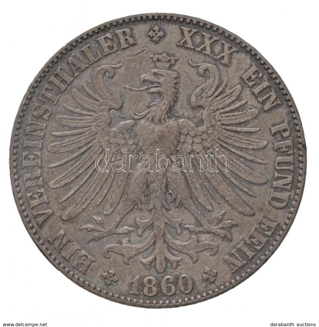 Német Államok / Frankfurt Am Main 1860. Tallér Ag 'Frankfurt Szabadváros' (18,42g) T:1-,2 Patina
/ German States / Frank - Zonder Classificatie