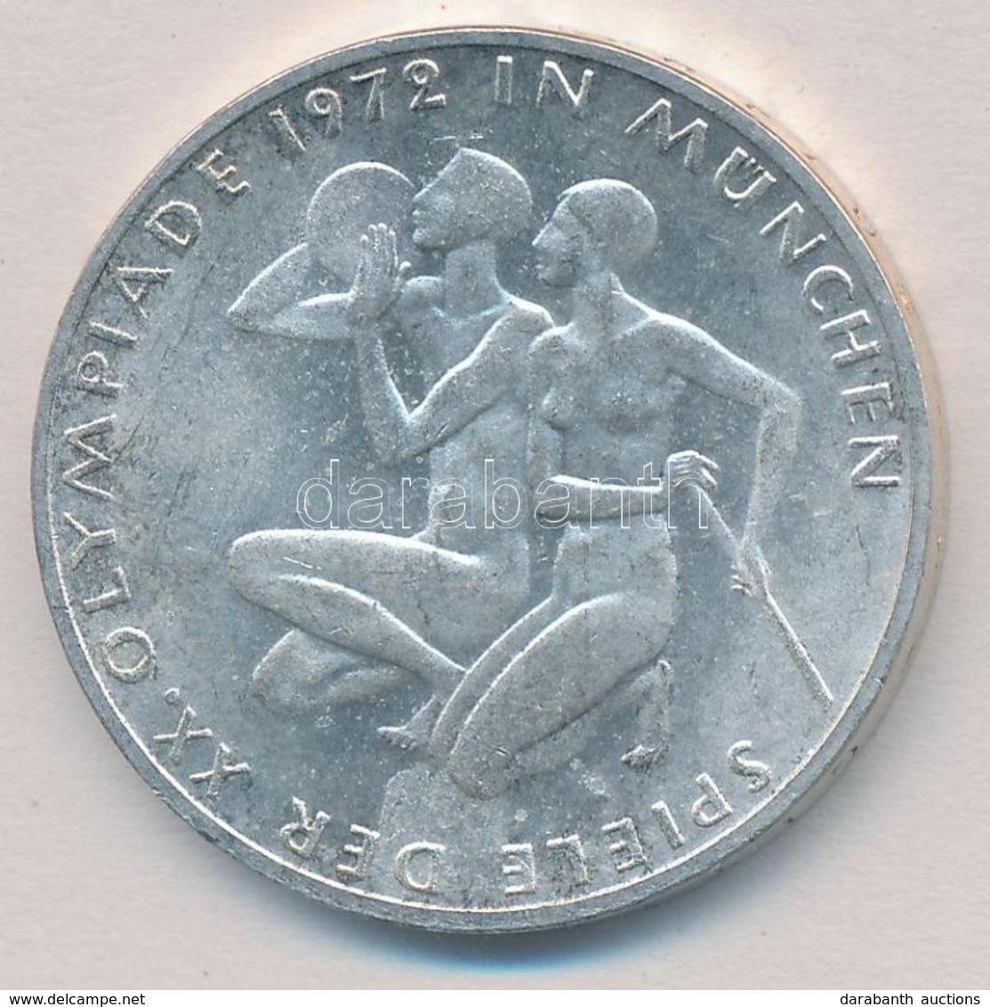 NSZK 1972F 10M Ag 'Müncheni Olimpia - Térdel? Atléták' T:1-,2 
FRG 1972F 10 Mark Ag 'Münich Olympics - Athletes Kneeling - Unclassified