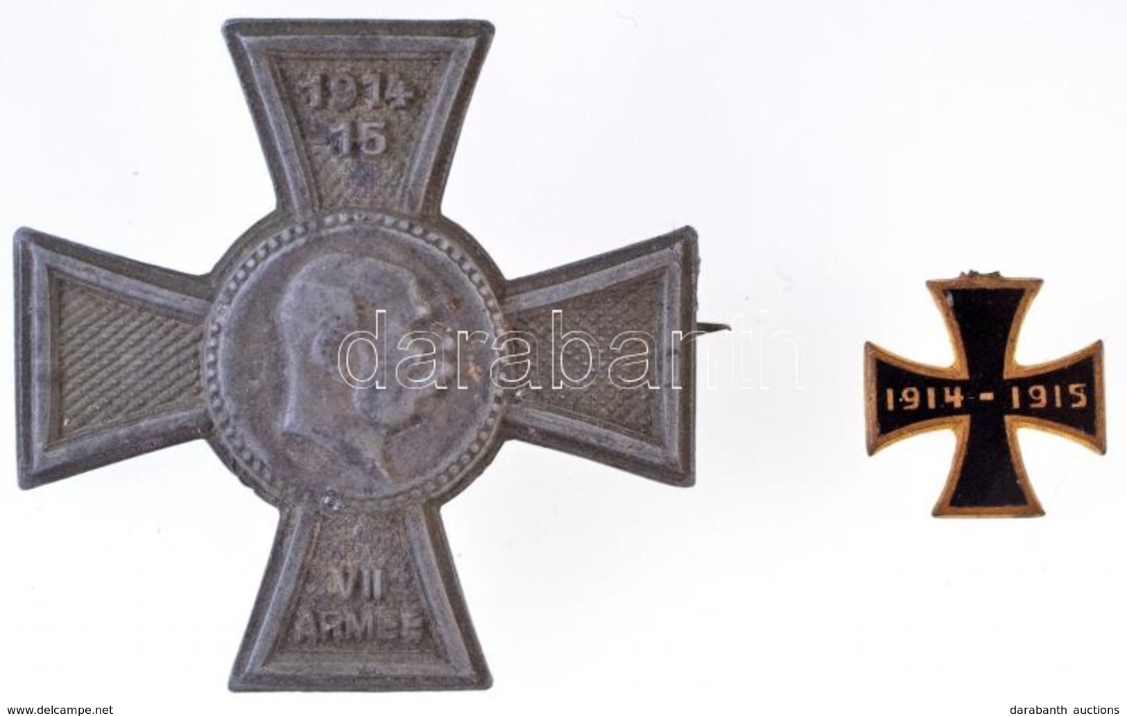 Osztrák-Magyar Monarchia 1914. 'VII. Hadsereg 1914-15' Kereszt Formájú Zn Sapkajelvénye (31,5x31,5mm), Hátlapon: 'A. Gur - Andere & Zonder Classificatie