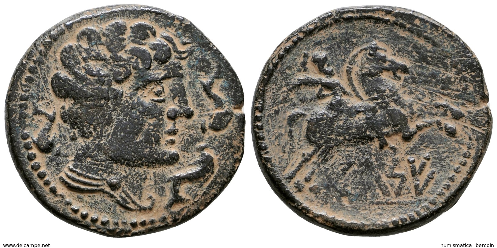 91 CELSA-KELSE. As. 120-50 A.C. Velilla De Ebro (Zaragoza) A/ Cabeza Masculina Con Manto Y Fíbula A Derecha, Alrededor T - Otros & Sin Clasificación