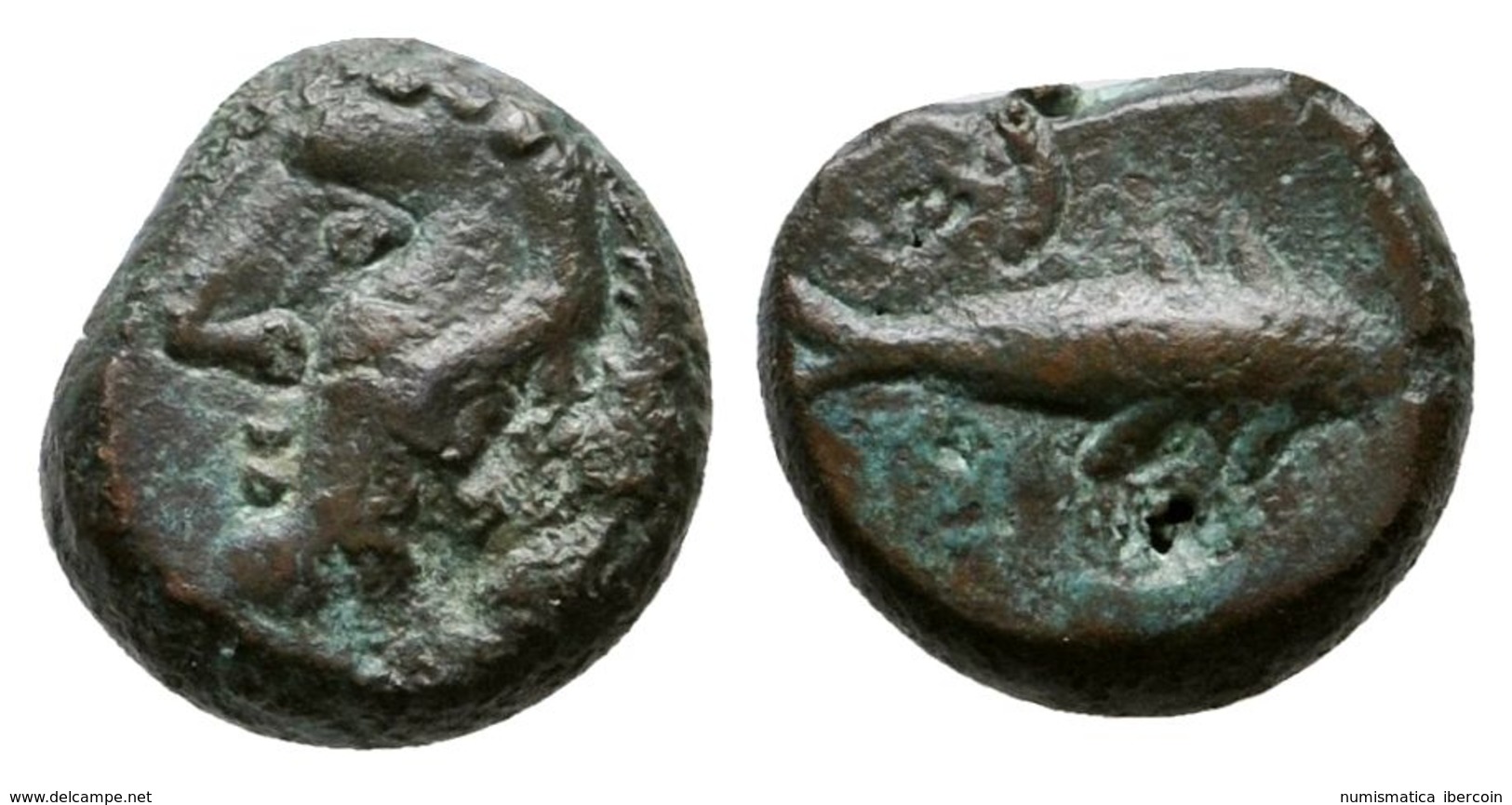 122 GADES. 1/4 Calco. 300-200 A.C. Cádiz. A/ Cabeza De Melkart-Herakles Con Leonté A Izquierda. R/ Atún A Derecha, Encim - Otros & Sin Clasificación