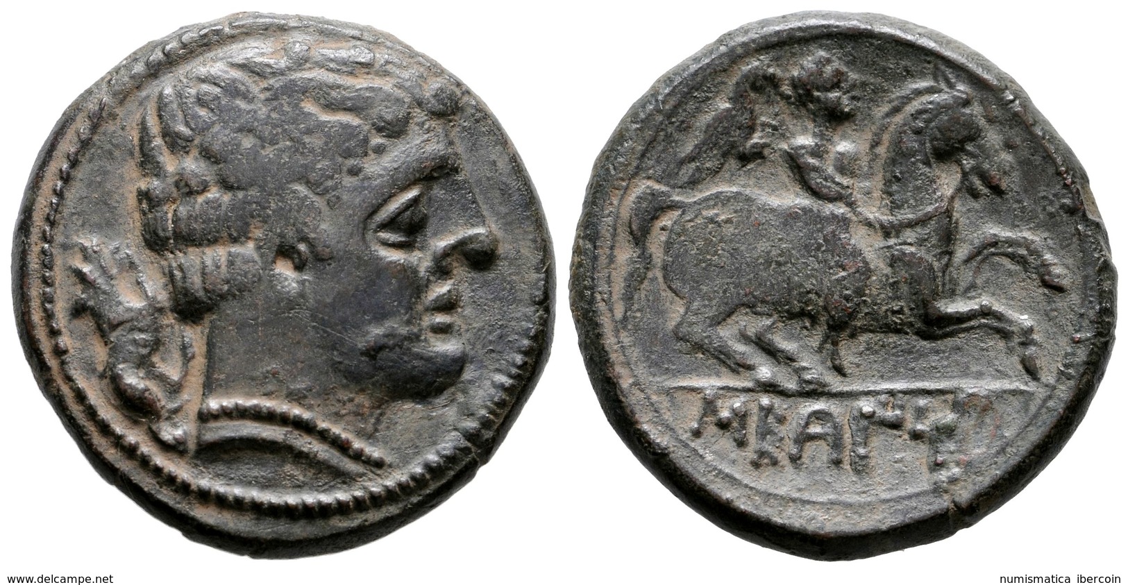 165 SECAISA. As. 120-20 A.C. Segeda (Aragón). A/ Cabeza Masculina De Busto Grande, Detrás Marca Leona. R/ Jinete Con Ins - Sonstige & Ohne Zuordnung