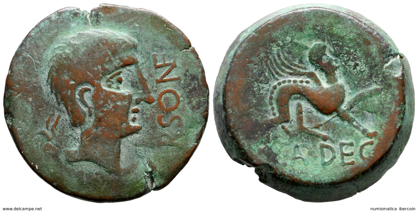 188 URSONE. As. 50 A.C. Osuna (Sevilla). A/ Cabeza Masculina A Derecha, Delante URSONE Con Sílaba NE Enlazada. R/ Esfing - Sonstige & Ohne Zuordnung