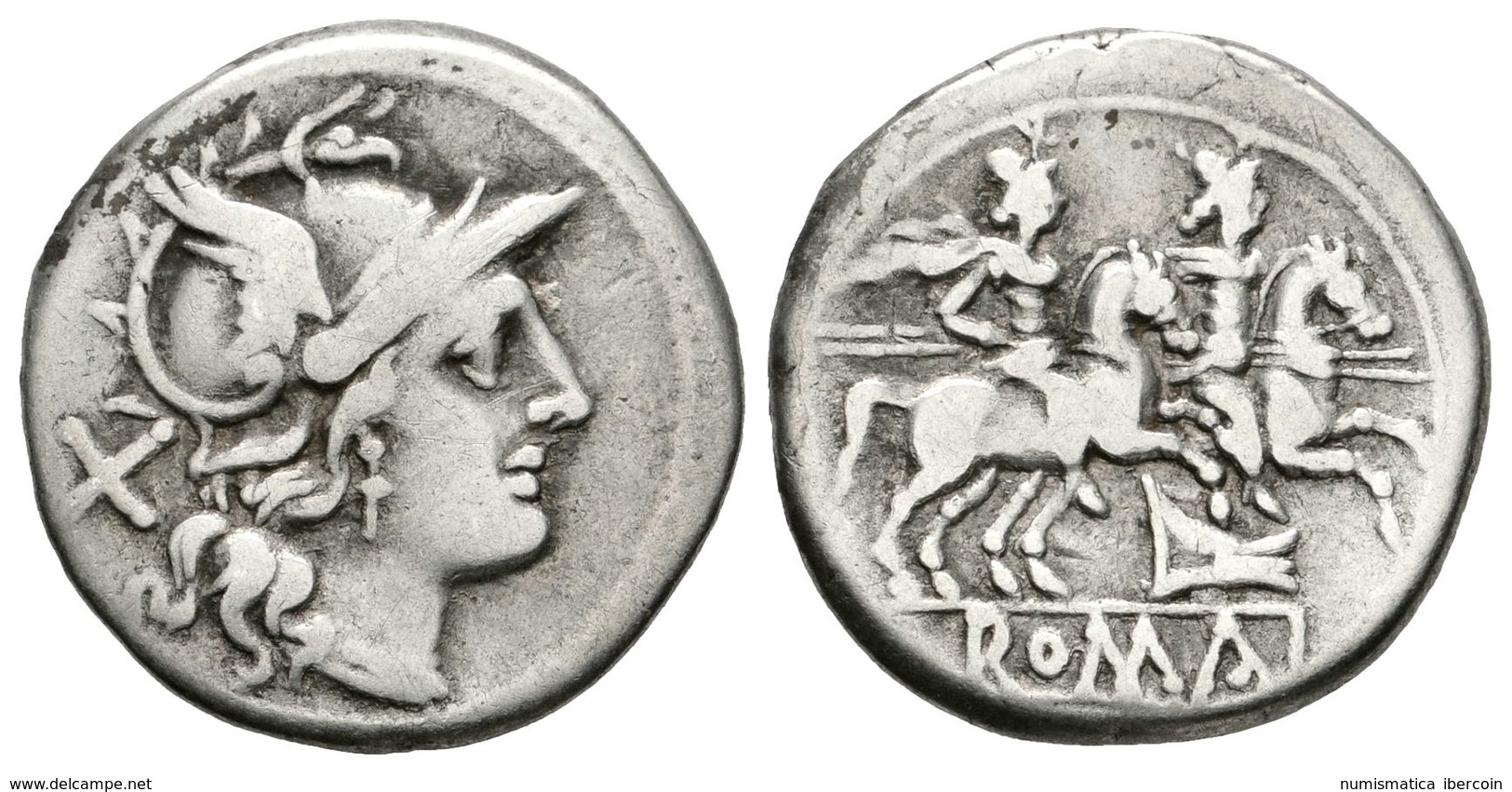 192 ACUÑACIONES ANONIMAS. Denario. 200-190 A.C. Sur De Italia. A/ Busto De Roma A Derecha, Detrás Signo De Valor X. R/ L - Röm. Republik (-280 / -27)