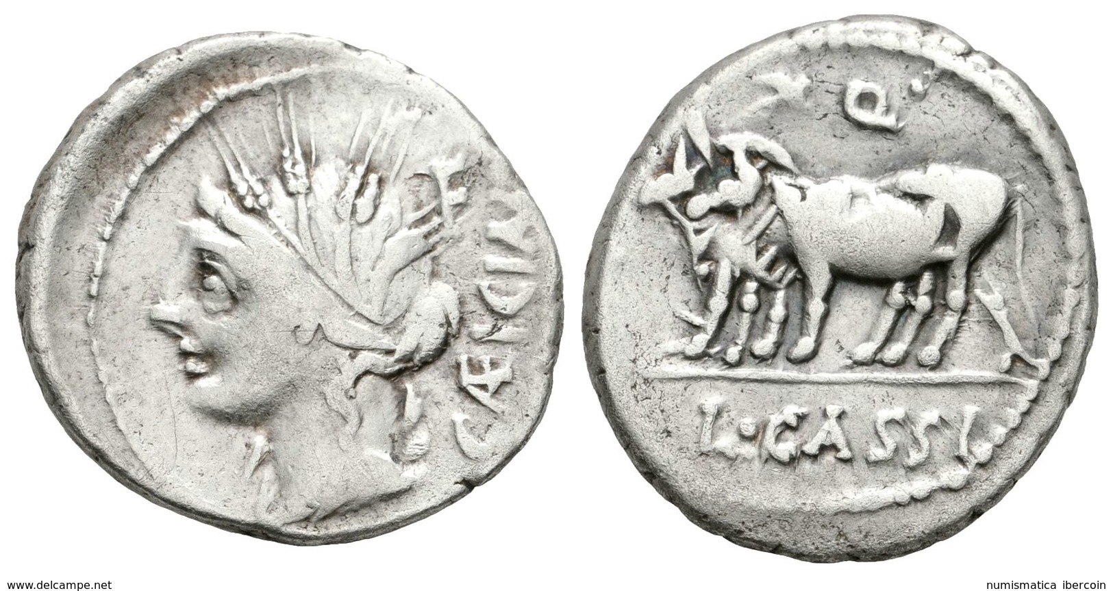 199 L. CASSIUS CAECIANUS. Denario. 102 A.C. Roma. A/ Busto De Ceres Laureado Con Espigas A Izquierda, Detrás CAECIAN Y L - Röm. Republik (-280 / -27)