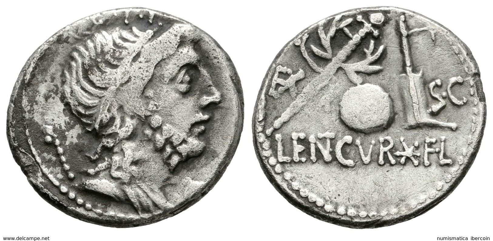 201 CN. CORNELIUS LENTULUS. Denario.  76-75 A.C. Hispania. A/ Busto Drapeado Con Diadema De Genio Populi Romani A Derech - Röm. Republik (-280 / -27)