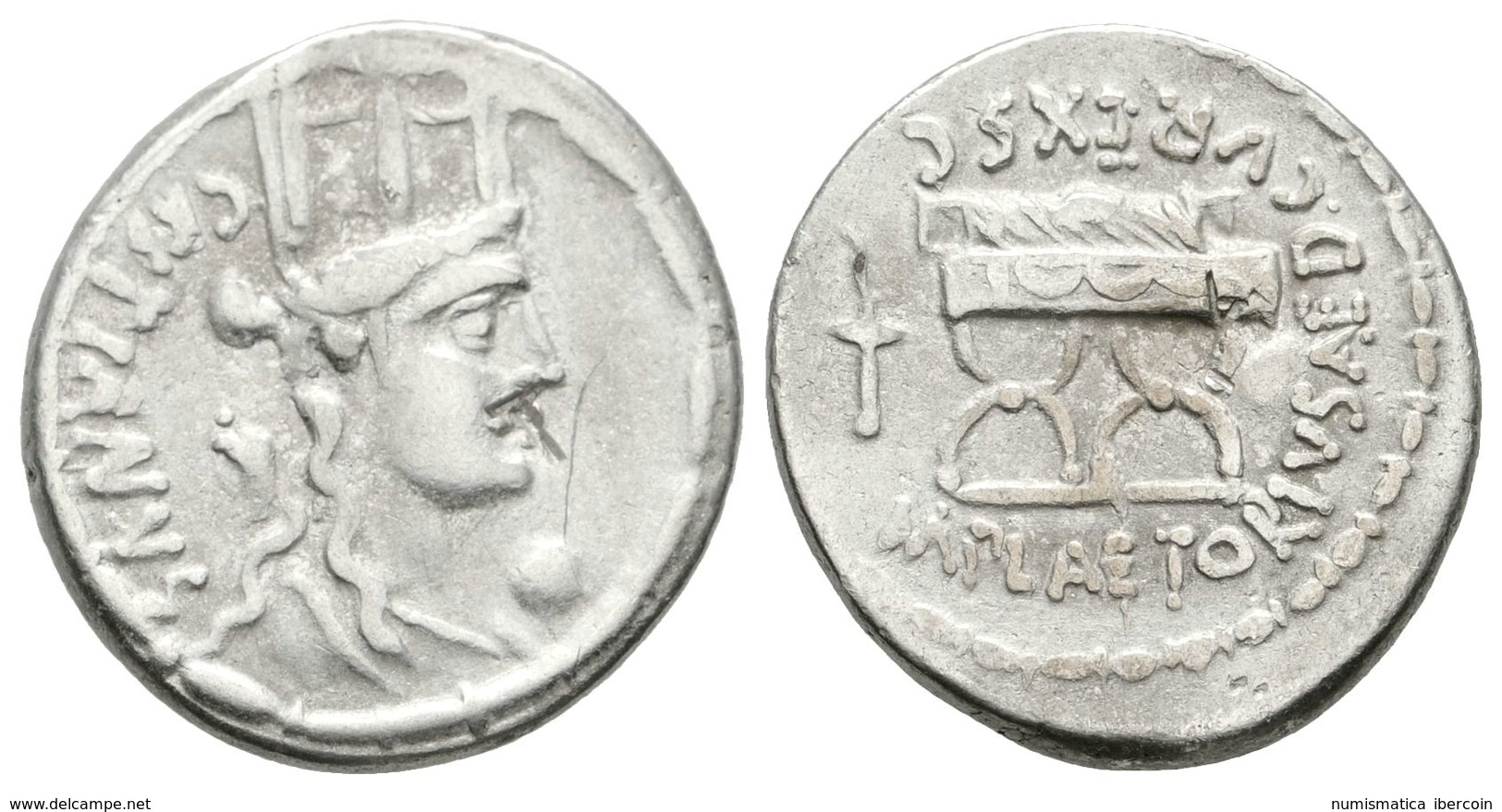 212 M. PLAETORIUS CESTIANUS. Denario. 67 A.C. Roma. A/ Busto De Cibeles Drapeado A Derecha, Con Parte Delantera De León  - Republic (280 BC To 27 BC)