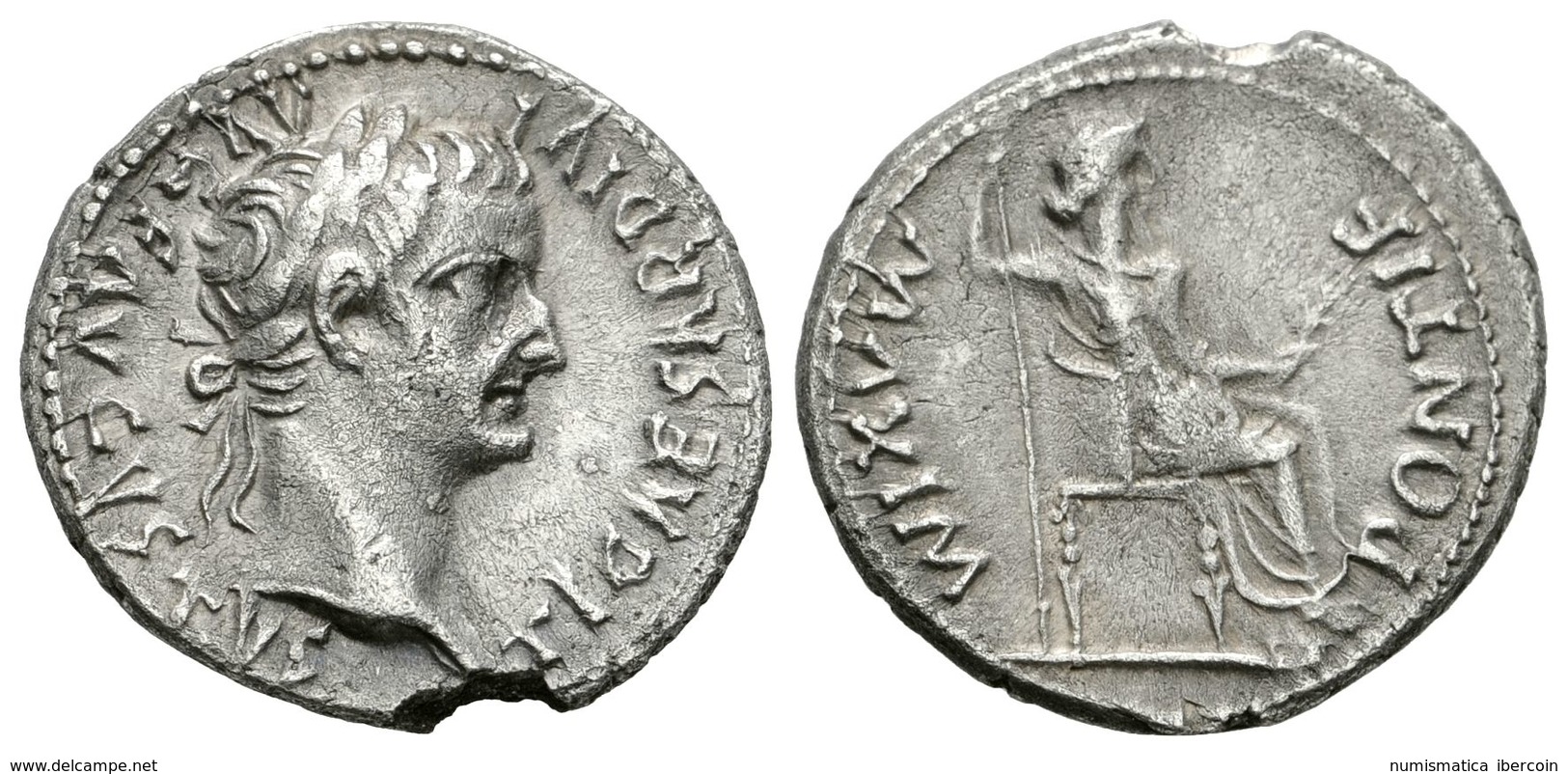 233 TIBERIO. Denario. 14-37 D.C. Roma. A/ Busto Laureado A Derecha TI CAESAR DIVI AVG F AVGVSTVS. R/ Livia Sentada A Der - Repubblica (-280 / -27)