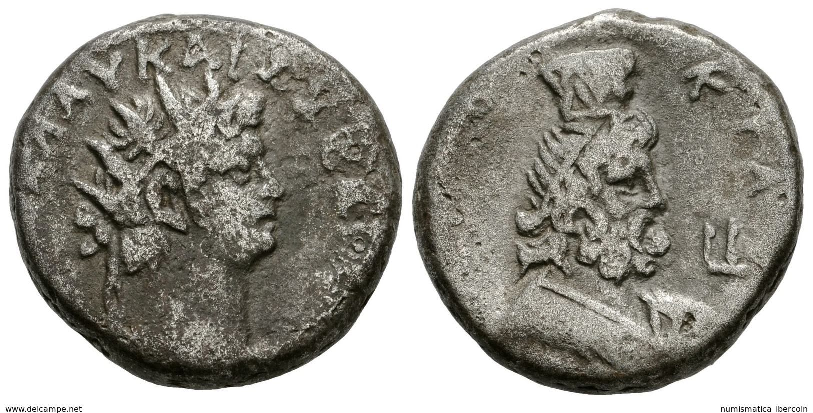 237 NERON. Tetradracma. Año 10 (63-64). Egipto. A/ Busto Radiado Y Con égida A Derecha. R/ Busto Drapeado De Serapis A D - Republiek (280 BC Tot 27 BC)