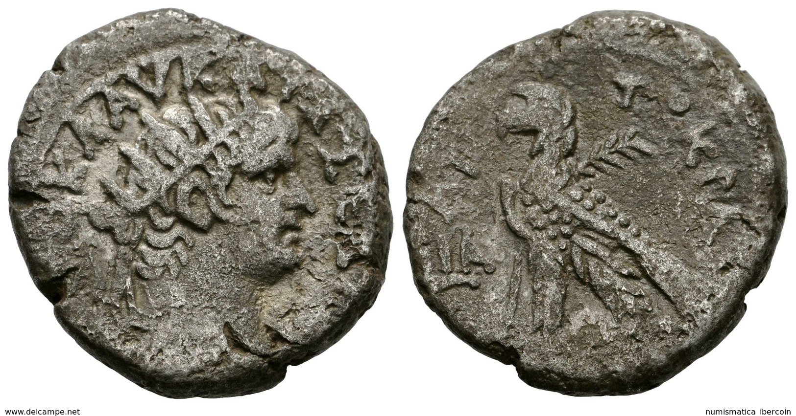 238 NERON. Tetradracma. Año 11 (64-65). Egipto. A/ Busto Radiado Y Con égida A Derecha. R/ Aguila A Izquierda Sobre Rayo - Republiek (280 BC Tot 27 BC)