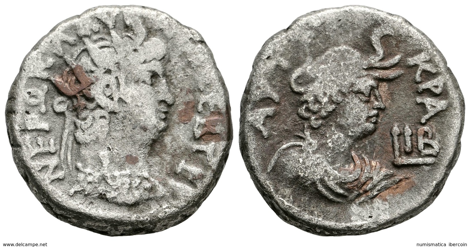 239 NERÓN. Tetradracma. Año 12 (65-66). Egipto. A/ Busto Radiado Y Con égida A Derecha. R/ Busto De Alejandría Drapeado  - Republic (280 BC To 27 BC)