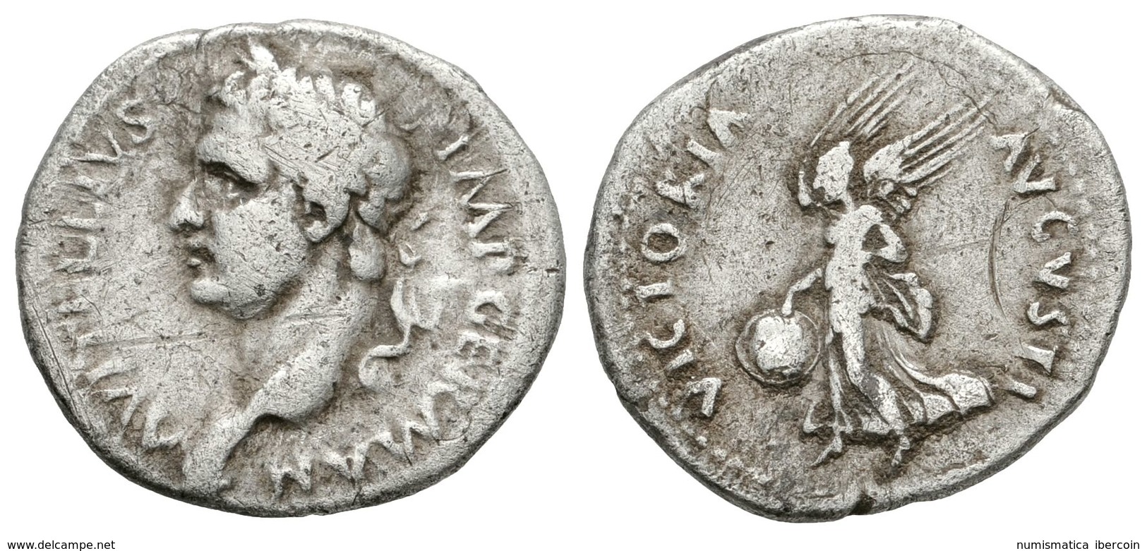 240 VITELIO. Denario. 69 D.C. Tarraco. A/ Cabeza Laureada A Izquierda, Debajo Globo. A VITELLIVS IMP GERMAN. R/ Victoria - Republiek (280 BC Tot 27 BC)