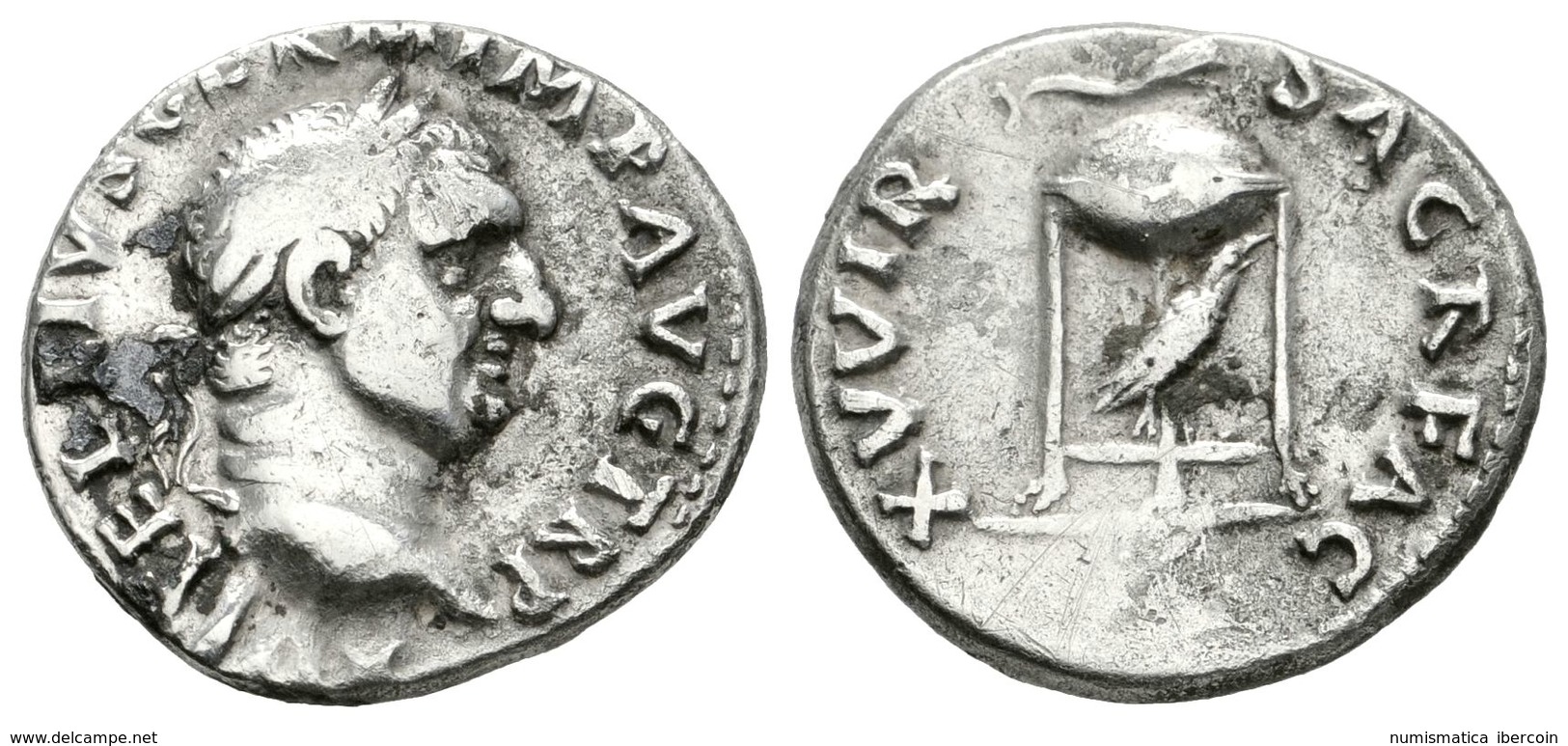 241 VITELIO. Denario. 69 D.C. Roma. A/ Busto Laureado A Derecha. A VITELLIVS GERM IMP AVG TR P. R/ Cuervo Dentro De Tríp - Röm. Republik (-280 / -27)