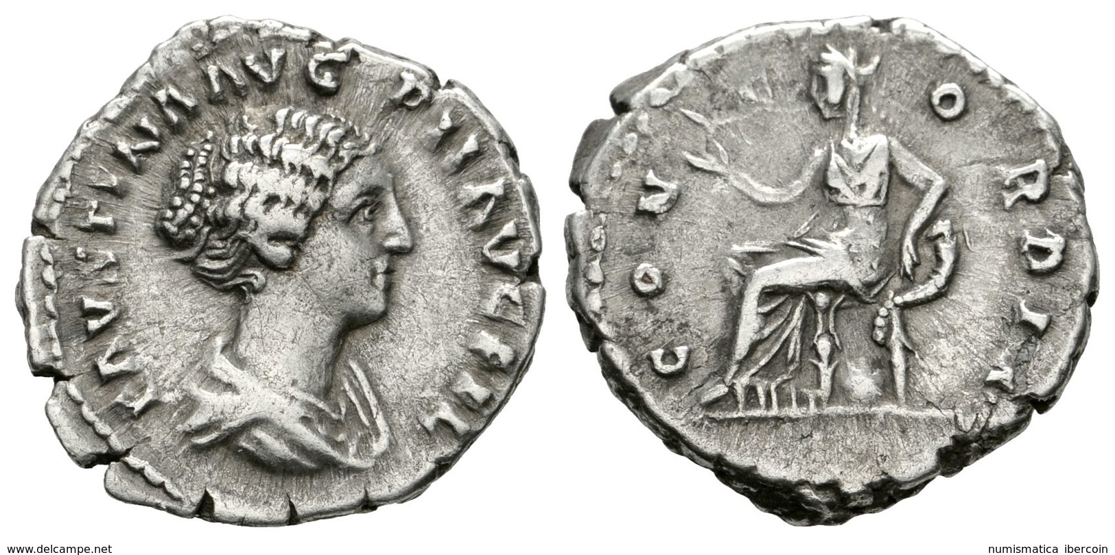 262 FAUSTINA HIJA. Denario. 152-153 D.C. Roma. A/ Busto Drapeado Y Con Peinado De Trenzas A Derecha FAVSTINA AVG PII AVG - Repubblica (-280 / -27)