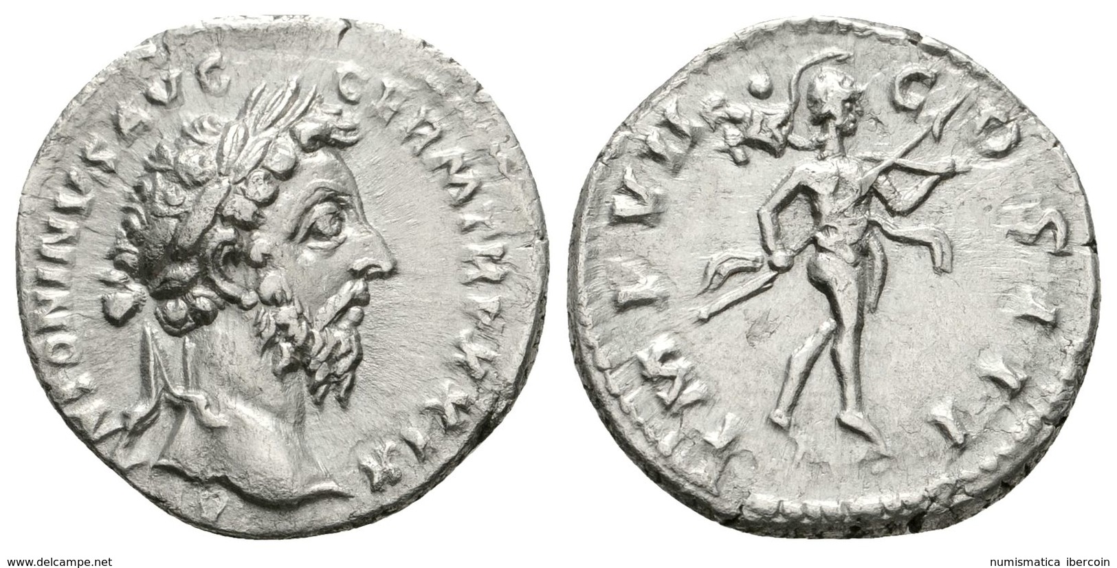 264 MARCO AURELIO. Denario. 174-175 D.C. Roma. A/ Cabeza Laureada A Derecha. M ANTONINVS AVG GERM TR P XXIX. R/  Marte A - Röm. Republik (-280 / -27)