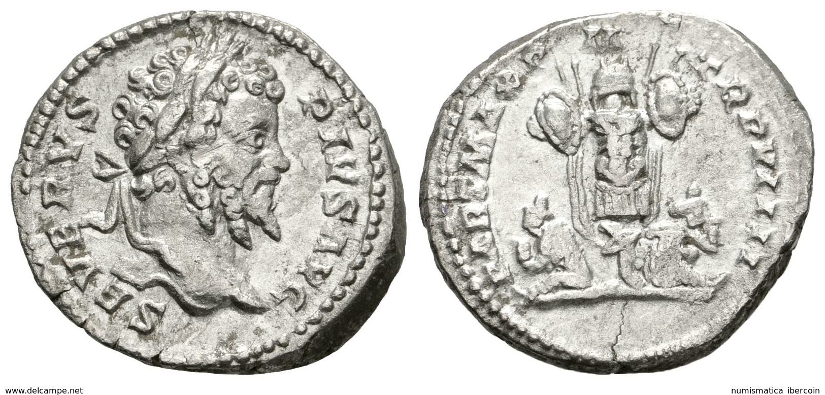 269 SEPTIMIO SEVERO. Denario. 193-211 D.C. Roma. A/ Busto Laureado A Derecha. SEVERVS PIVS AVG. R/ Trofeo Con Dos Cautiv - Röm. Republik (-280 / -27)