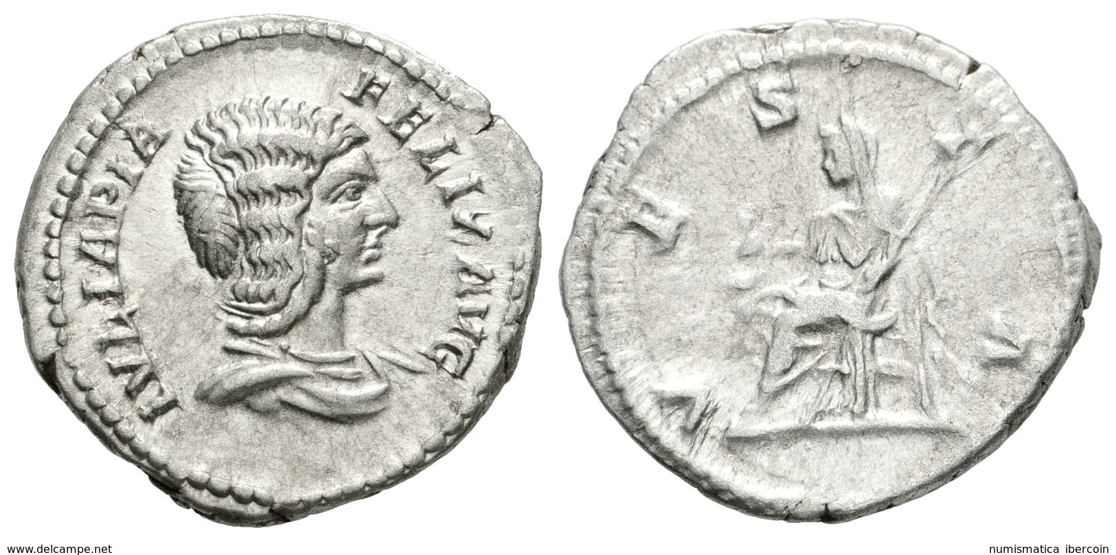 271 JULIA DOMNA. Denario. 193-217 D.C. Roma. A/ Busto Drapeado A Derecha. IVLIA PIA FELIX AVG. R/ Vesta Sedente A Izquie - Röm. Republik (-280 / -27)