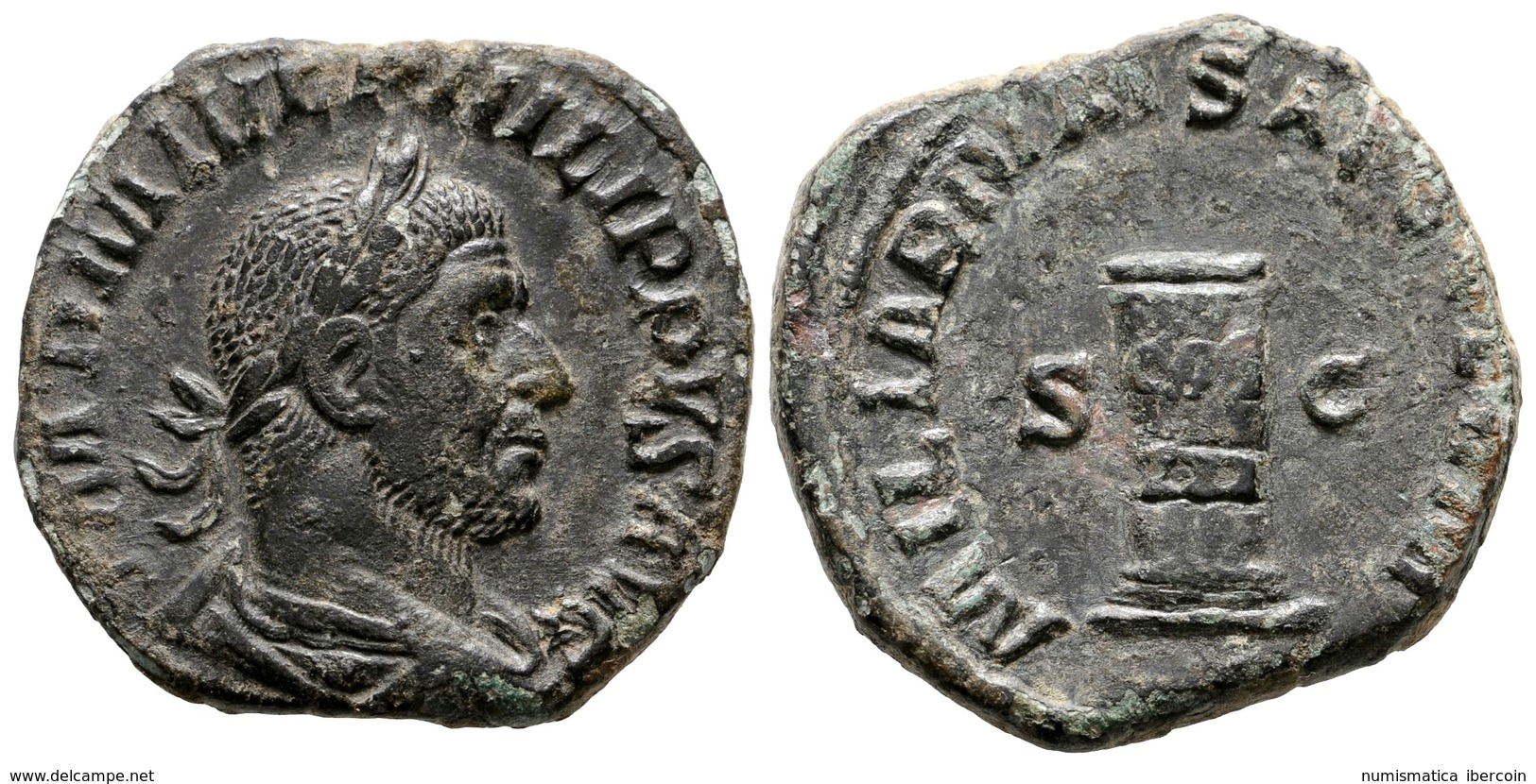 296 FILIPO I. Sestercio. 244-249 D.C. Roma. A/ Busto Laureado Y Drapeado Con Coraza A Derecha. IMP M IVL PHILIPPVS AVG.  - Röm. Republik (-280 / -27)