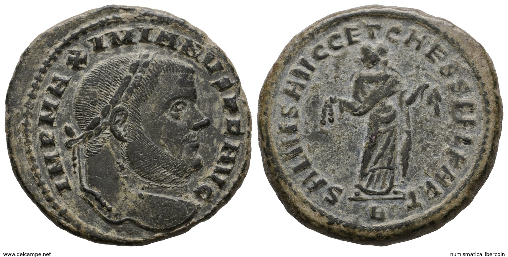 323 MAXIMIANO HERCULEO. Follis. 286-305 D.C. Carthago. A/ Busto Laureado A Derecha. IMP MAXIMIANVS P F AVG. R/ Carthago  - Republiek (280 BC Tot 27 BC)