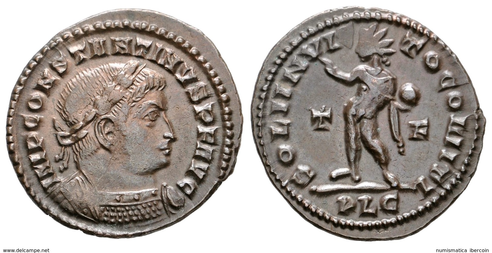 329 CONSTANTINO I. Follis. 314-315 D.C. Lugdunum. A/ Busto Laureado Con Coraza A Derecha. IMP CONSTANTINVS P F AVG. R/ S - Röm. Republik (-280 / -27)