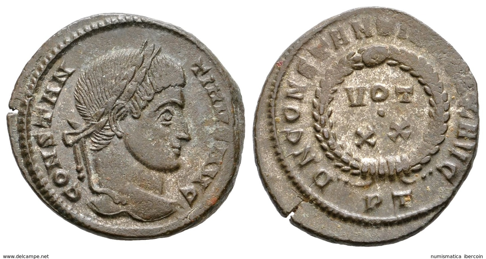 332 CONSTANTINO I. Follis. 319-320 D.C. Ticinum. A/ Busto Laureado A Derecha. CONSTANTINVS AVG. R/ Corona De Laurel, Den - Röm. Republik (-280 / -27)