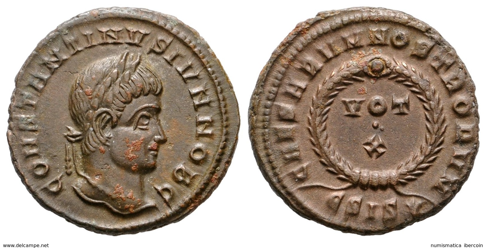 338 CONSTANTINO II. Follis. 320-321 D.C. Siscia. A/ Busto Laureado A Derecha. CONSTANTINVS IVN NOB C. R/ Corona De Laure - Röm. Republik (-280 / -27)