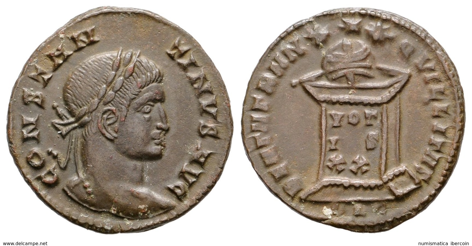 339 CONSTANTINO II. Follis. 323 D.C. Lugdunum. A/ Busto Laureado A Derecha. CONSTANTINVS IVN N C. R/ Altar Con Inscripci - Röm. Republik (-280 / -27)