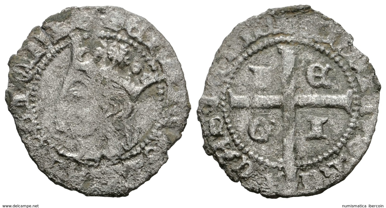 423 ENRIQUE II. Cruzado. (1368-1379). LEGI En El Cuartelado Del Reverso. AB 470 Var. Ve. 1,04g. BC/MBC-. Escasa. - Sonstige & Ohne Zuordnung