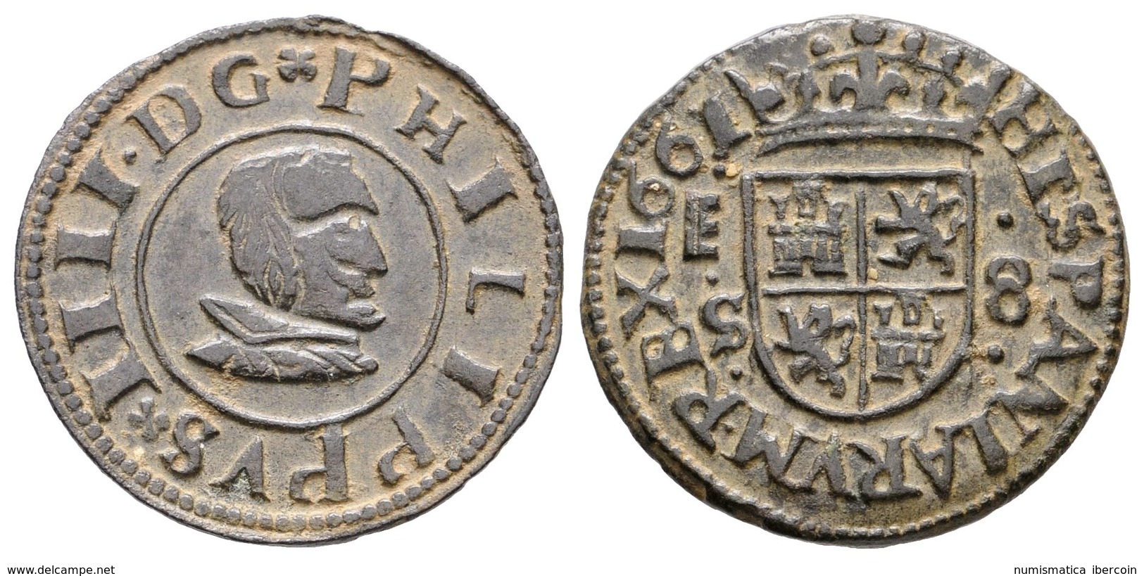 496 FELIPE IV. 8 Maravedís. 1661. Segovia S. Cal-1531; J.S. M 545. Ae. 1,89g. EBC. - Altri & Non Classificati