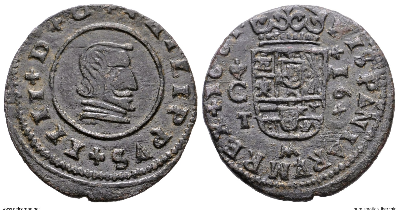 501 FELIPE IV. 16 Maravedís. 1664. Córdoba T-M. Cal-1286; J.S. M-69a. Ae. 4,34g. MBC+. - Altri & Non Classificati