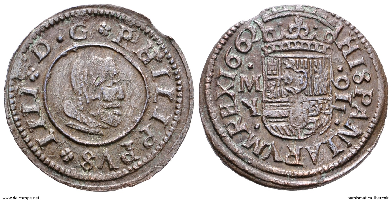 504 FELIPE IV. 16 Maravedís. 1662. Madrid. Variante Inédita, Carácter Delante Del 16. J.S. No Cita; Cal-No Cita. Ae. 3,7 - Altri & Non Classificati